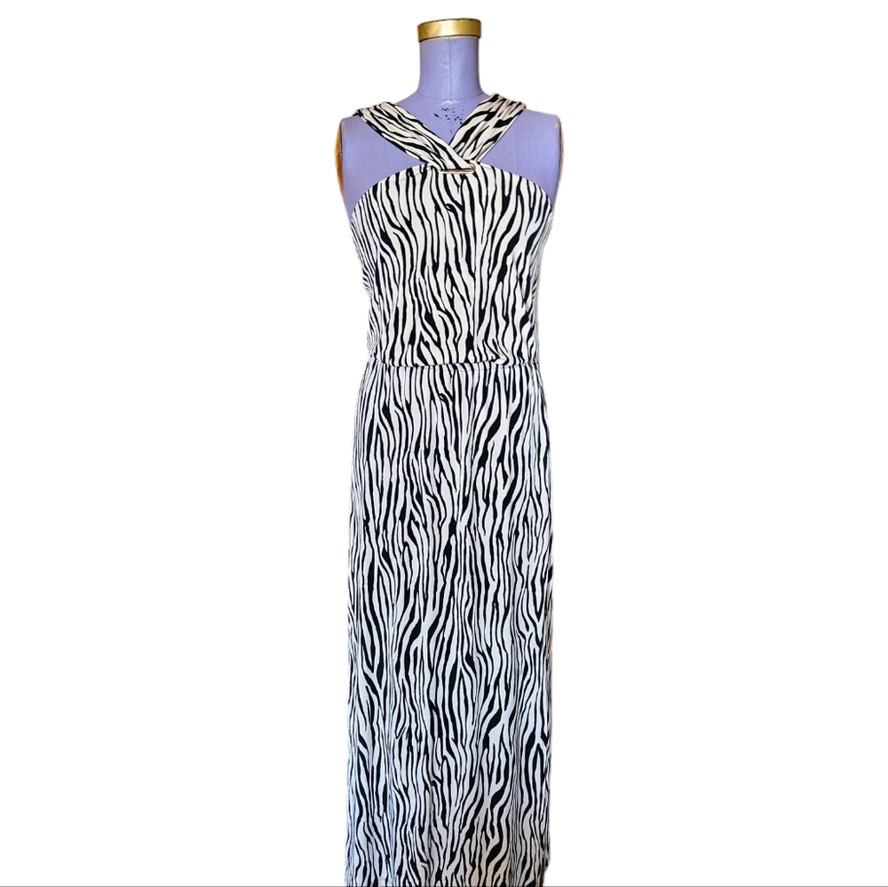 INC International Concepts Black and White Zebra Print Maxi Dress